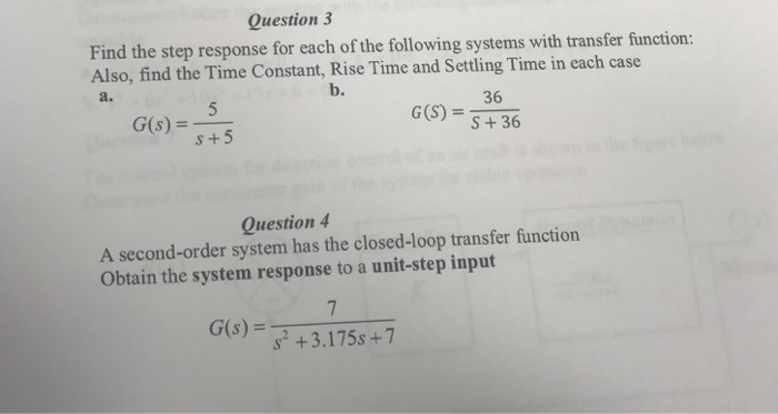 Solved Question 3 Find the step response for each of the | Chegg.com