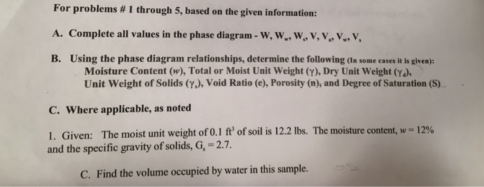 Solved For problems # 1 through 5, based on the given | Chegg.com