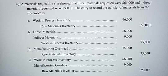 Solved 6) A materials requisition slip showed that direct | Chegg.com