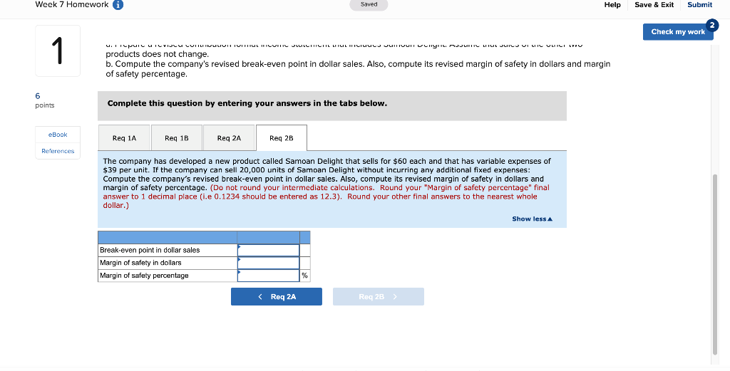 Solved Week 7 Homework A Saved Help Save & Exit Submit Check | Chegg.com