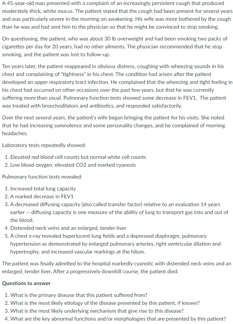 Solved A 45-Year-Old Man Presented With A Complaint Of An | Chegg.com