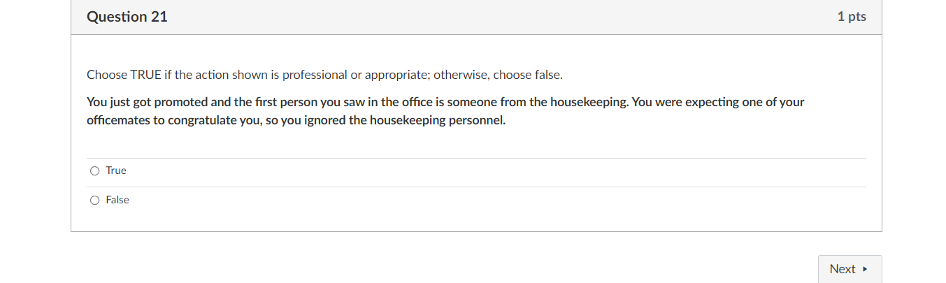 Solved Question 1 1 pts Choose TRUE if the statement very | Chegg.com
