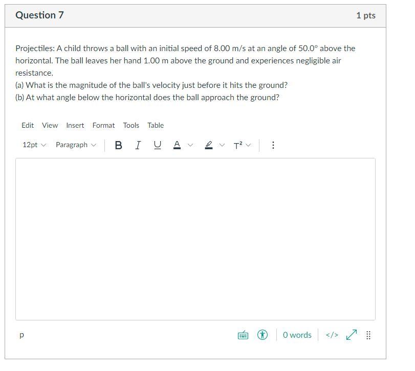 Solved Projectiles A child throws a ball with an initial