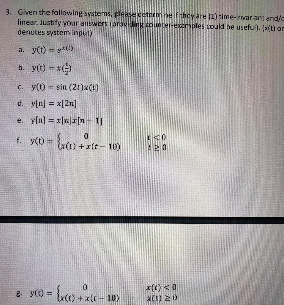 Solved 3. Given the following systems, please determine if | Chegg.com