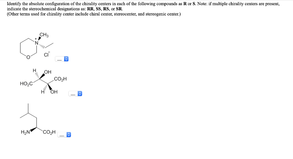 Solved Identify The Absolute Configuration Of The Chirality Chegg Com