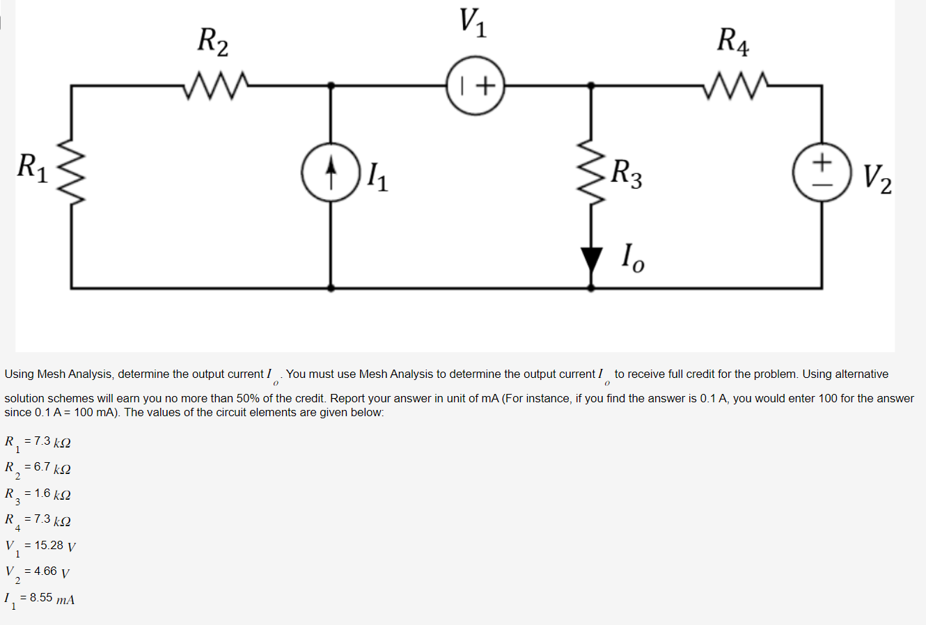 Solved Using Mesh Analysis, Determine The Output Current Io. | Chegg.com