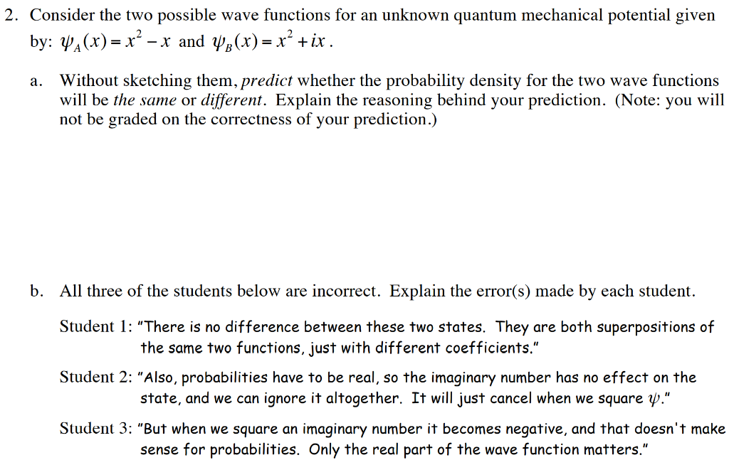 Solved 2. Consider the two possible wave functions for an | Chegg.com