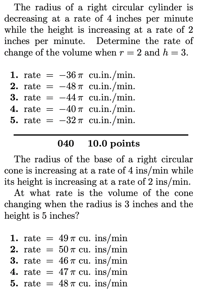 Solved The Radius Of A Right Circular Cylinder Is Decreasing 