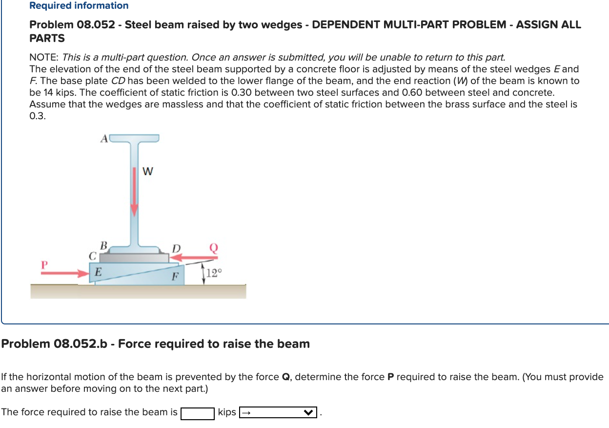 Solved Required information Problem 08.052 - Steel beam | Chegg.com
