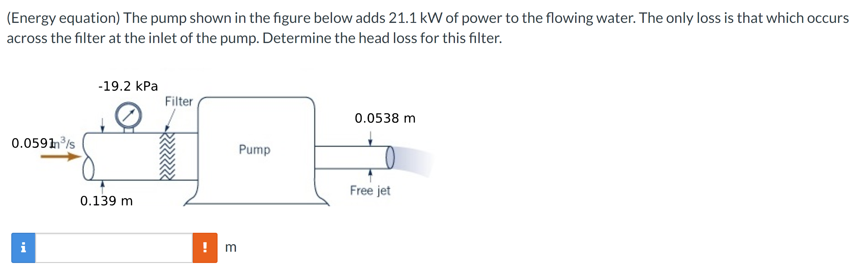 Solved (Energy equation) The pump shown in the figure below | Chegg.com
