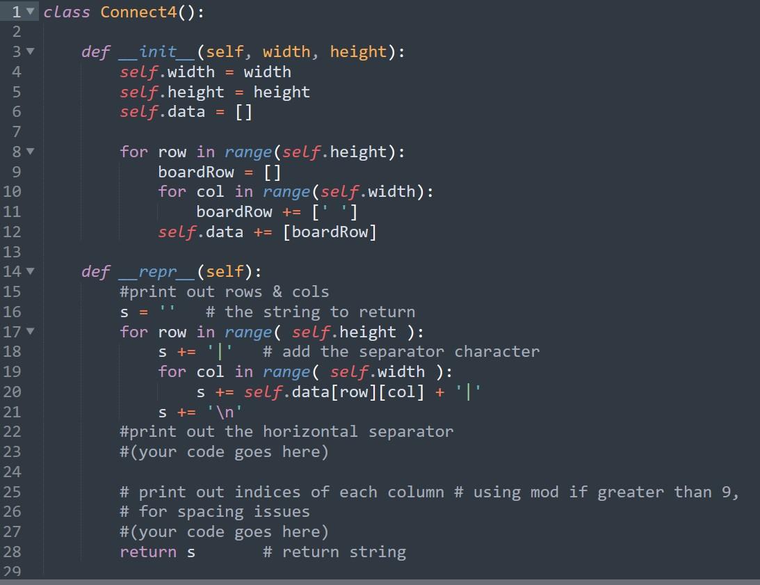 Solved Use Python3 You Will Implement A Connect Four Game. | Chegg.com