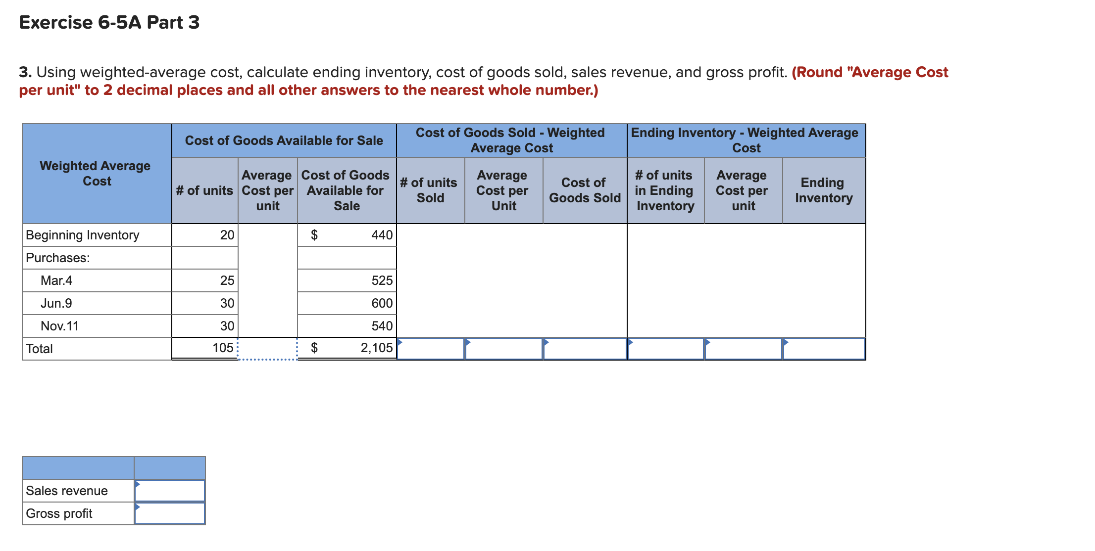 Solved 3. Using weightedaverage cost, calculate ending