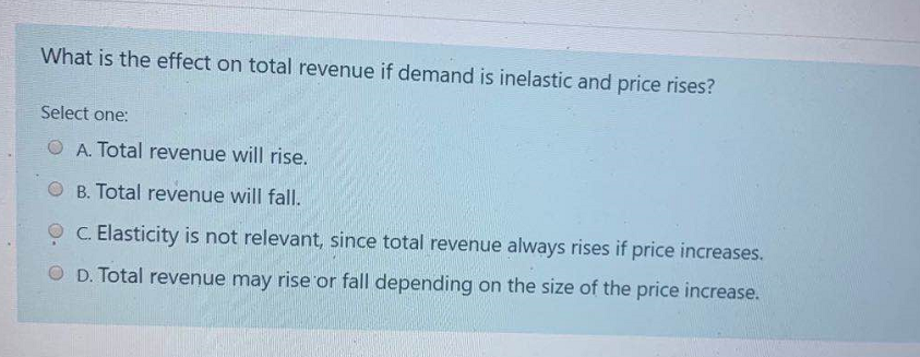 Solved What is the effect on total revenue if demand is | Chegg.com