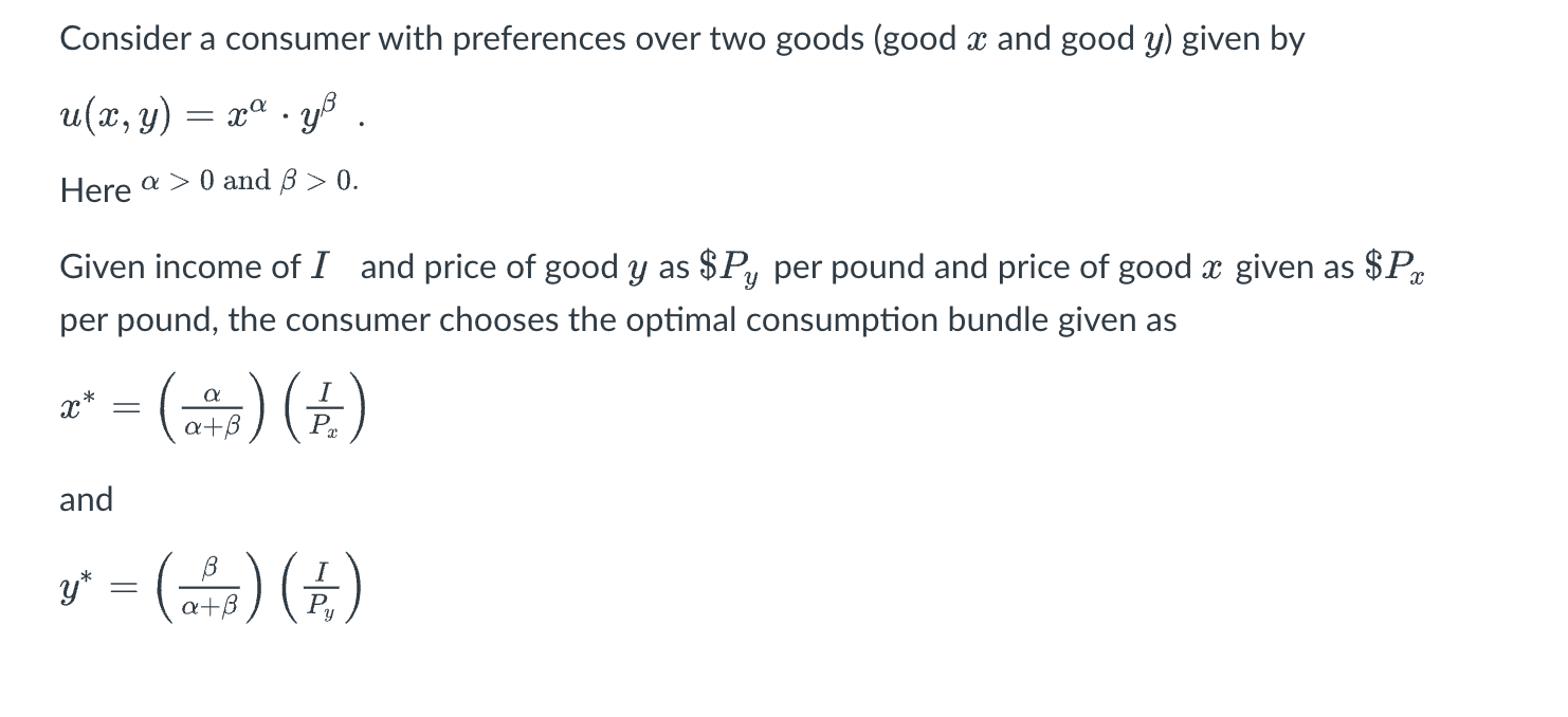 Solved Consider A Consumer With Preferences Over Two Goods | Chegg.com ...