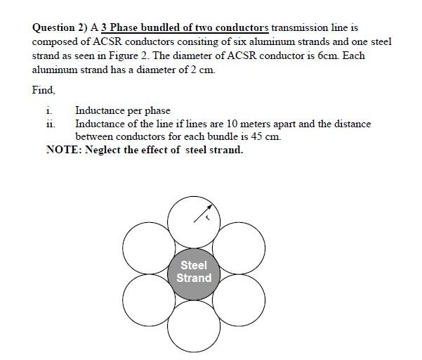 Solved Question 2 A 3 Phase Bundled Of Two Conductors 1114