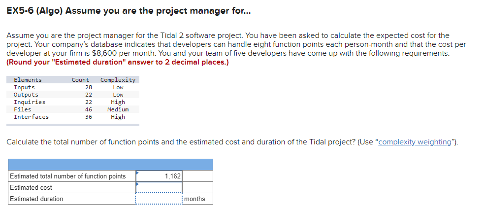 Solved EX5-6 (Algo) Assume you are the project manager | Chegg.com