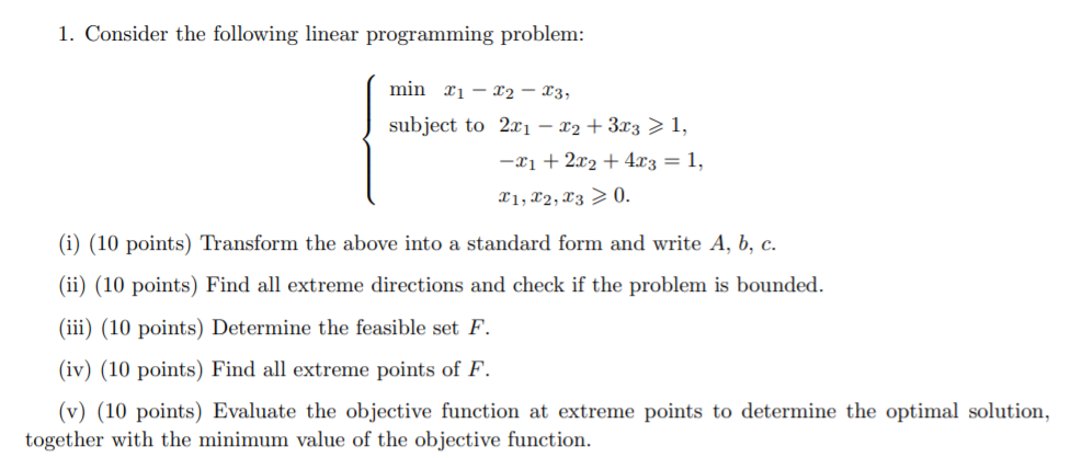 Solved 1. Consider The Following Linear Programming Problem: | Chegg.com