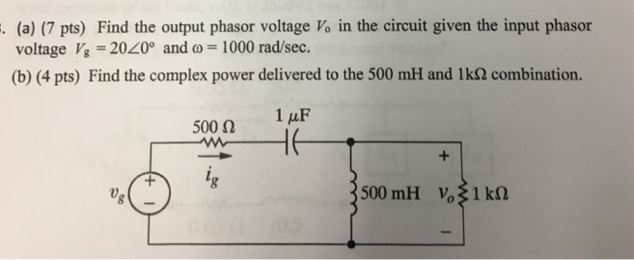 Solved Find the output phasor voltage V_0 in the circuit | Chegg.com