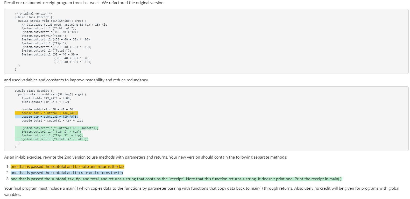 Solved and used variables and constants to improve | Chegg.com