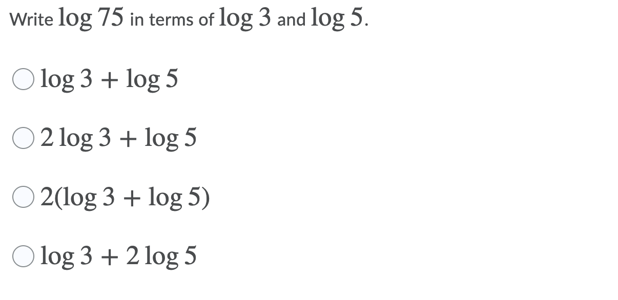 log 5 75 log5 3 25log5 2