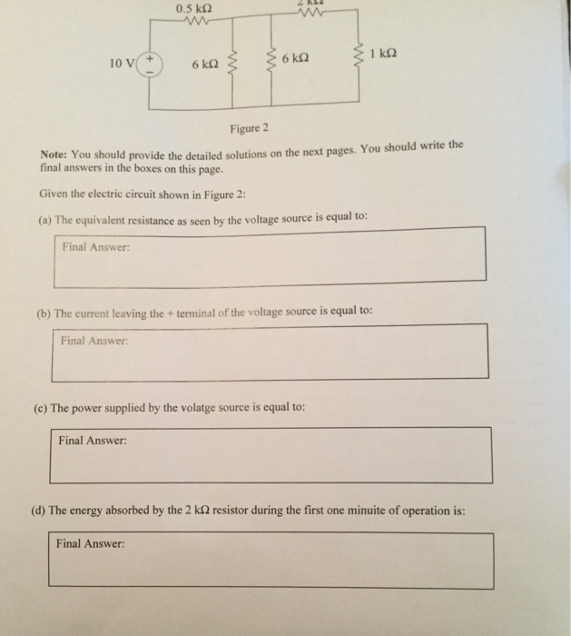 Solved given the electric circuit shown in figure 2, find | Chegg.com