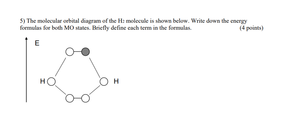 Solved 5) The molecular orbital diagram of the H2 molecule | Chegg.com