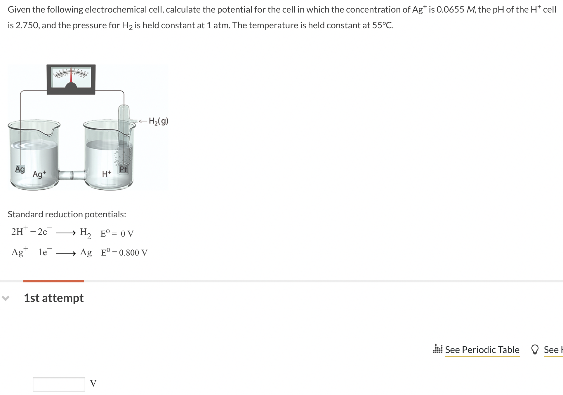 Solved Given The Following Electrochemical Cell Calculate 2863