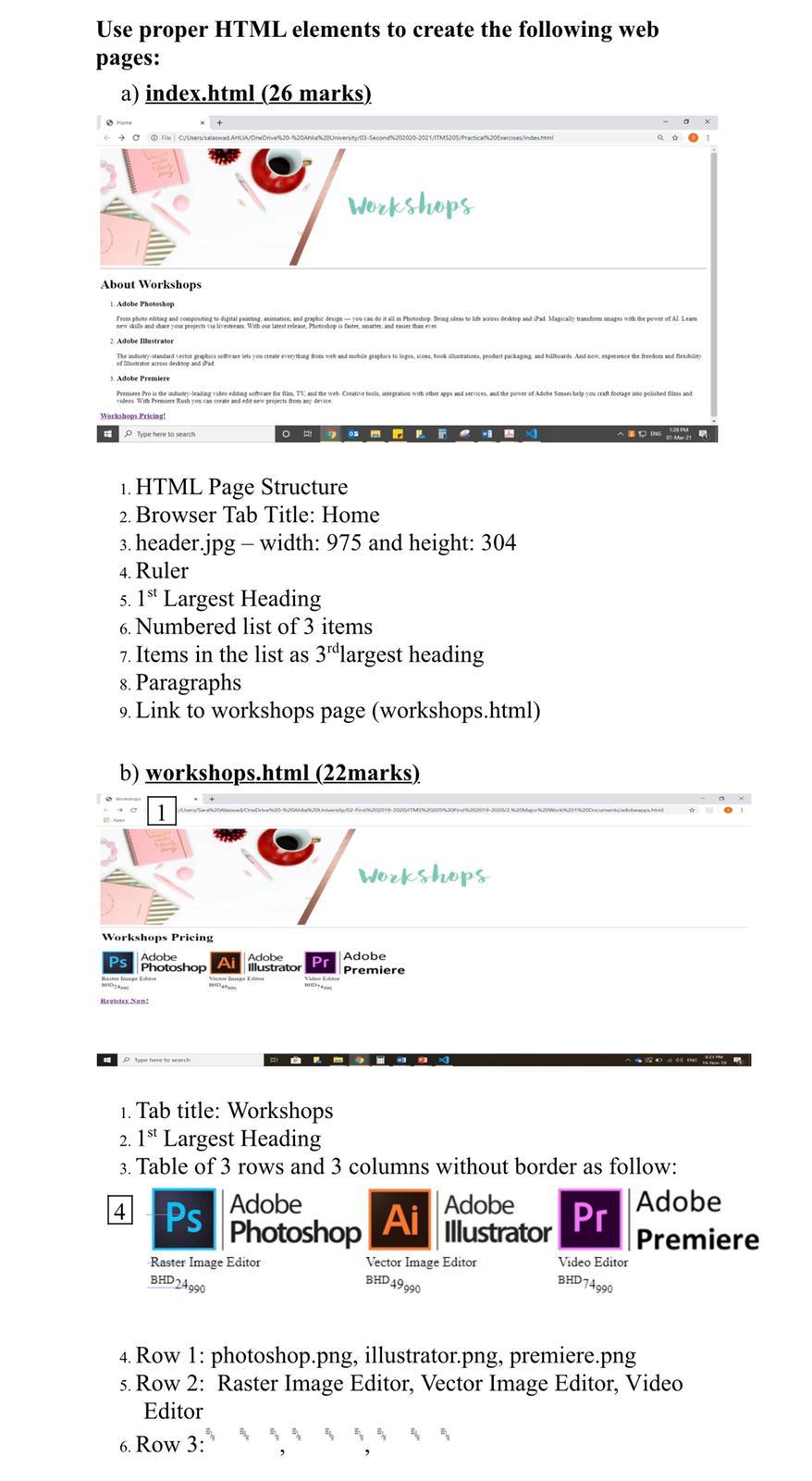 Solved Use proper HTML elements to create the following web | Chegg.com