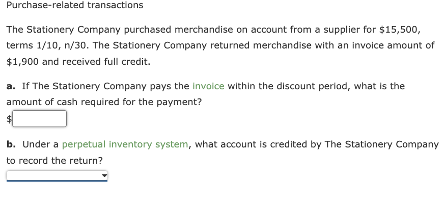 Solved Purchase-related transactions The Stationery Company | Chegg.com