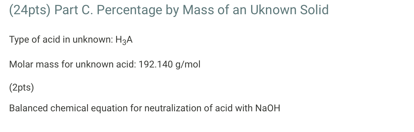 Solved (14pts) Part A. Standardization Of A Sodium Hydroxide | Chegg.com