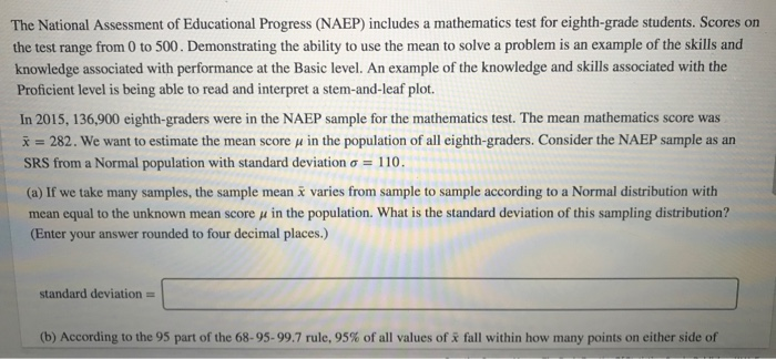 Solved The National Assessment of Educational Progress | Chegg.com