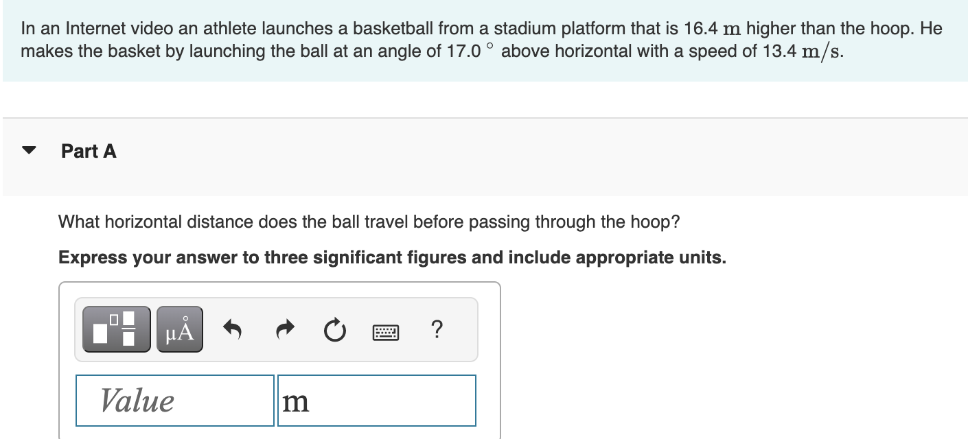 Solved In an Internet video an athlete launches a basketball | Chegg.com