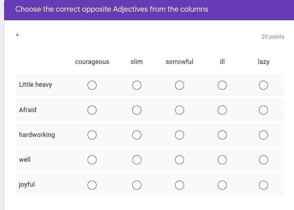 Solved Choose the correct opposite Adjectives from the | Chegg.com