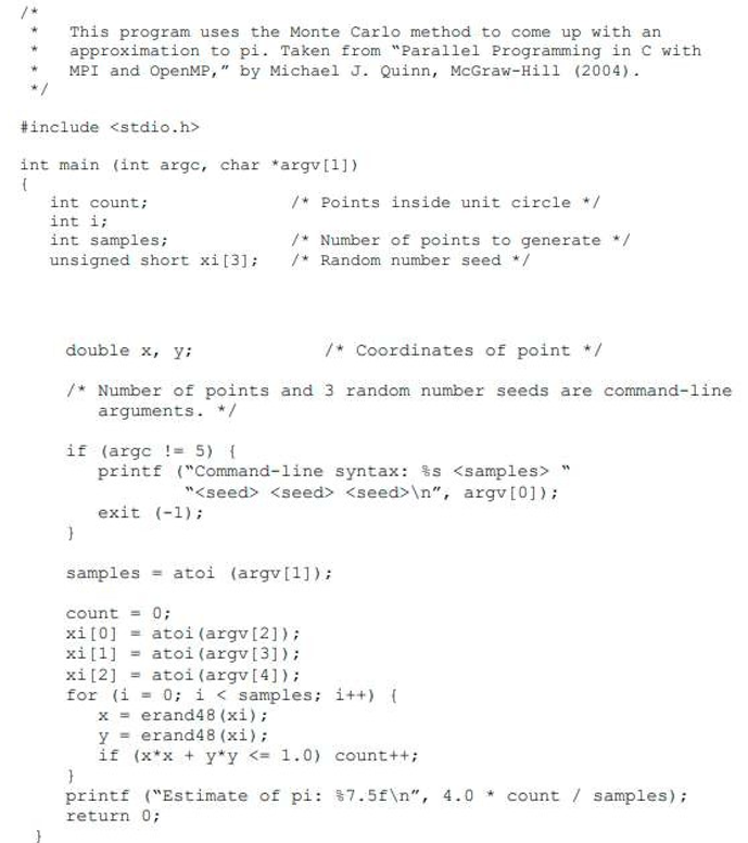Please solve The following C program uses the Monte | Chegg.com
