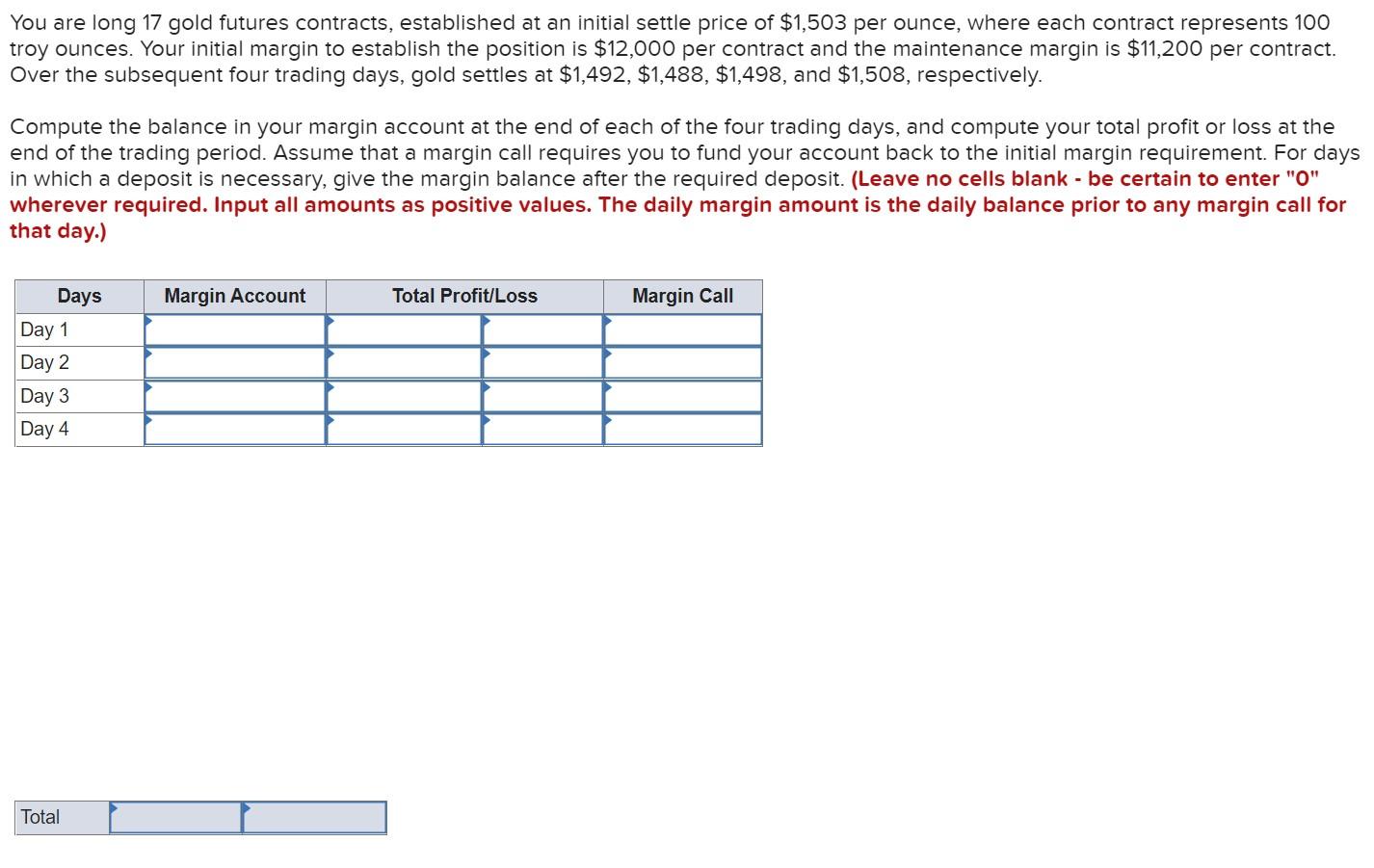 Solved You are long 17 gold futures contracts, established