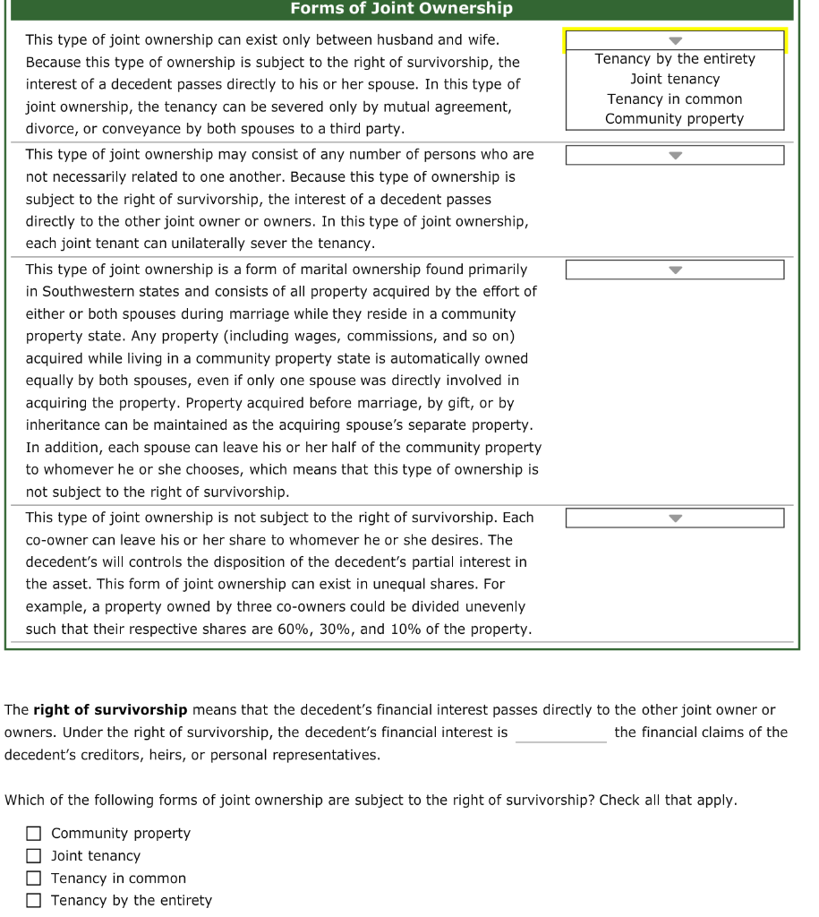 Type Of Joint Ownership