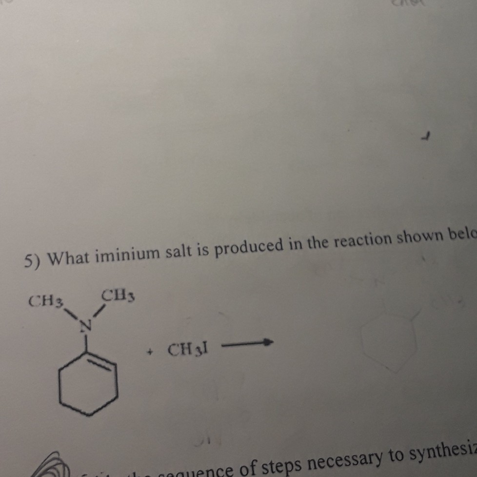 Solved 5) What iminium salt is produced in the reaction | Chegg.com