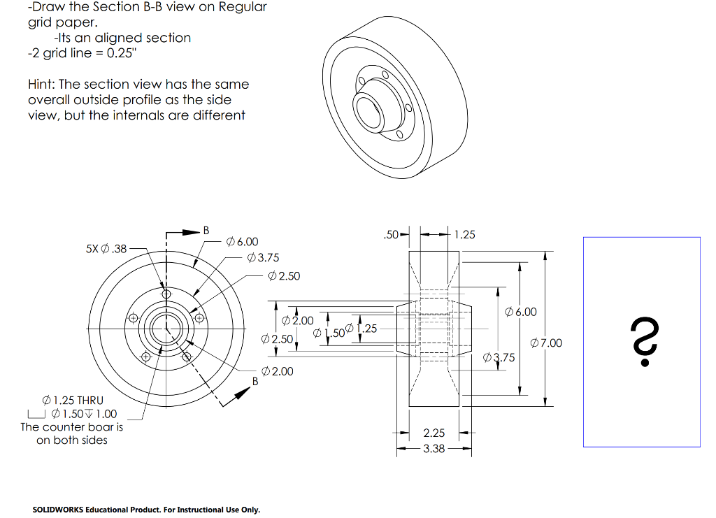 -Draw The Section B-B View On Regular Grid Paper. | Chegg.com