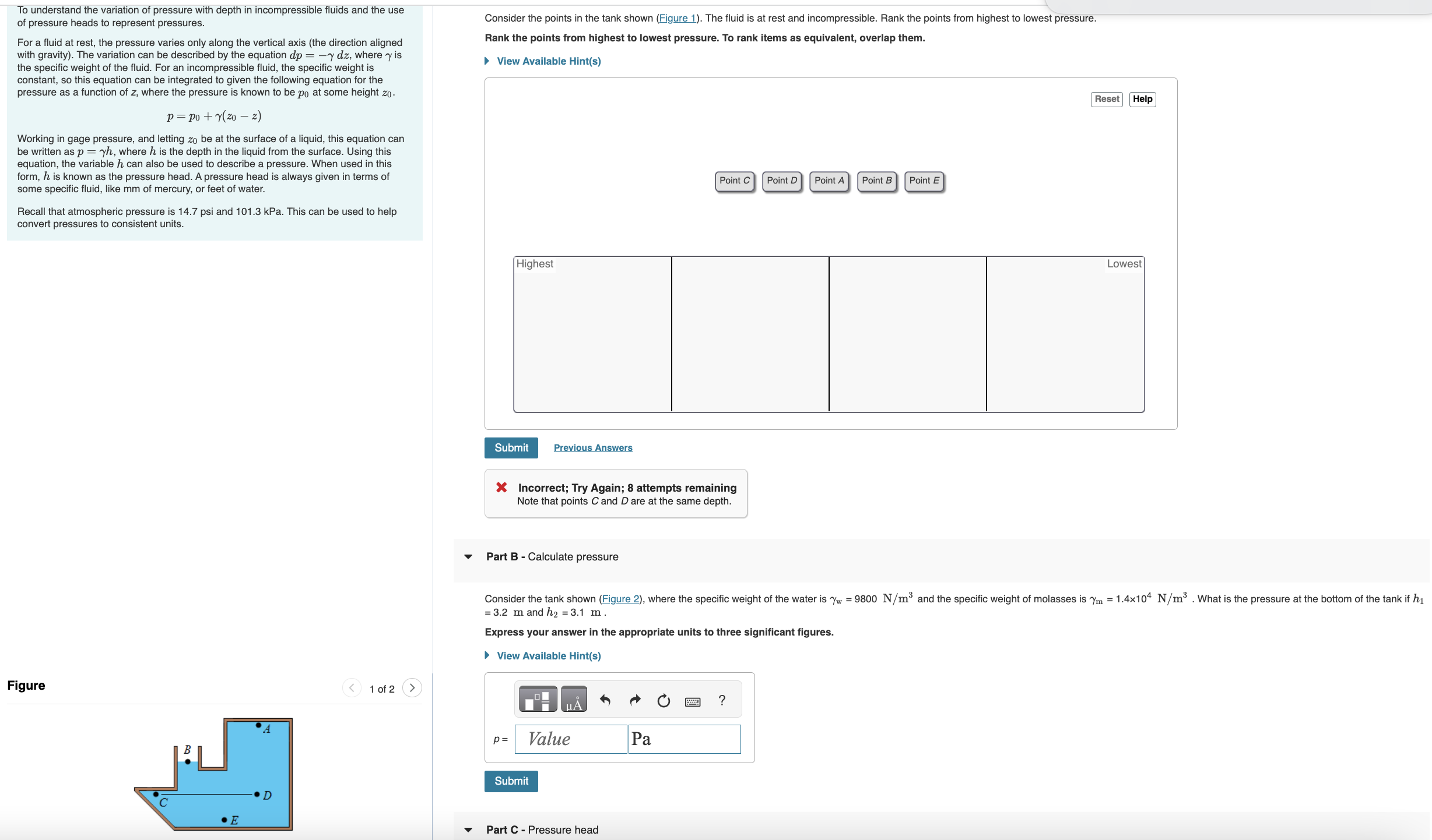 Solved To understand the variation of pressure with depth in | Chegg.com