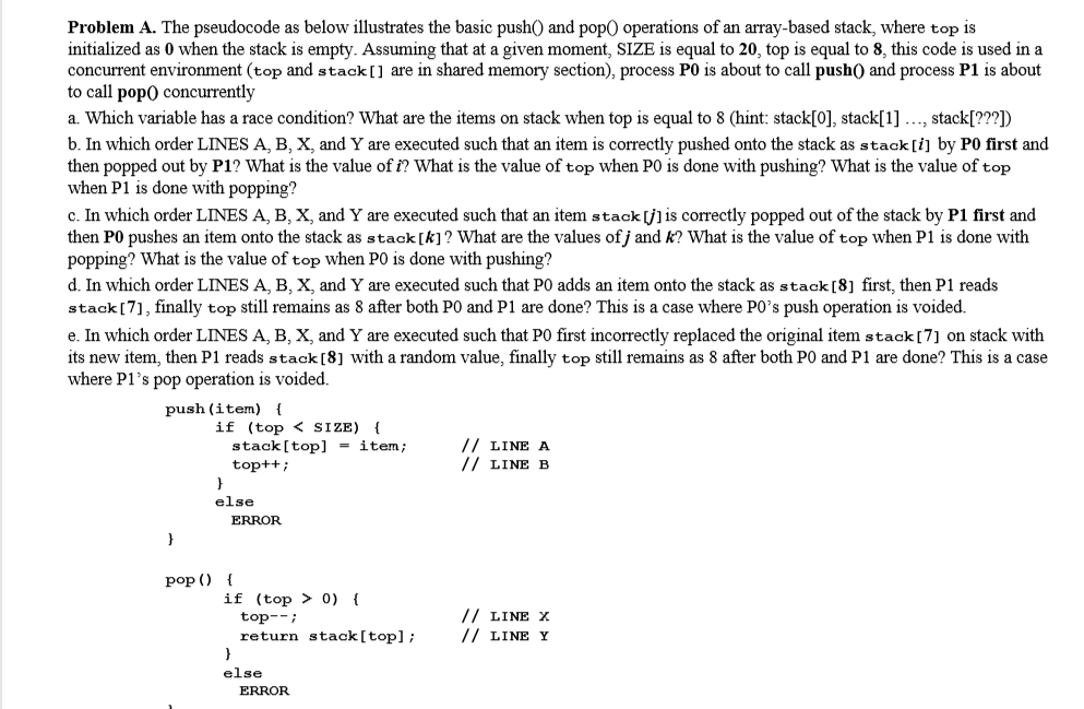 Solved Problem A. The Pseudocode As Below Illustrates The | Chegg.com