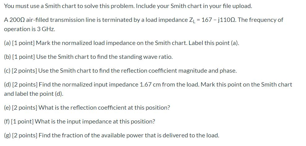 You must use a Smith chart to solve this problem. | Chegg.com
