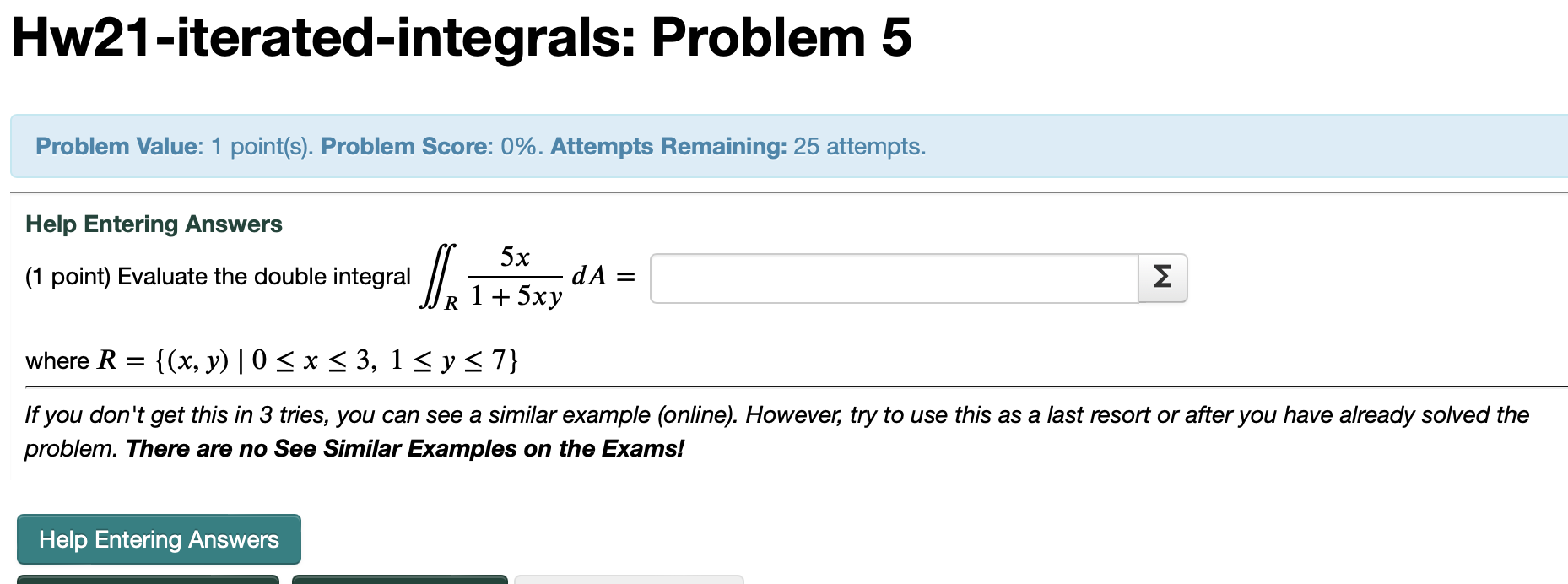 Solved Hw21-iterated-integrals: Problem 5 Problem Value: 1 | Chegg.com