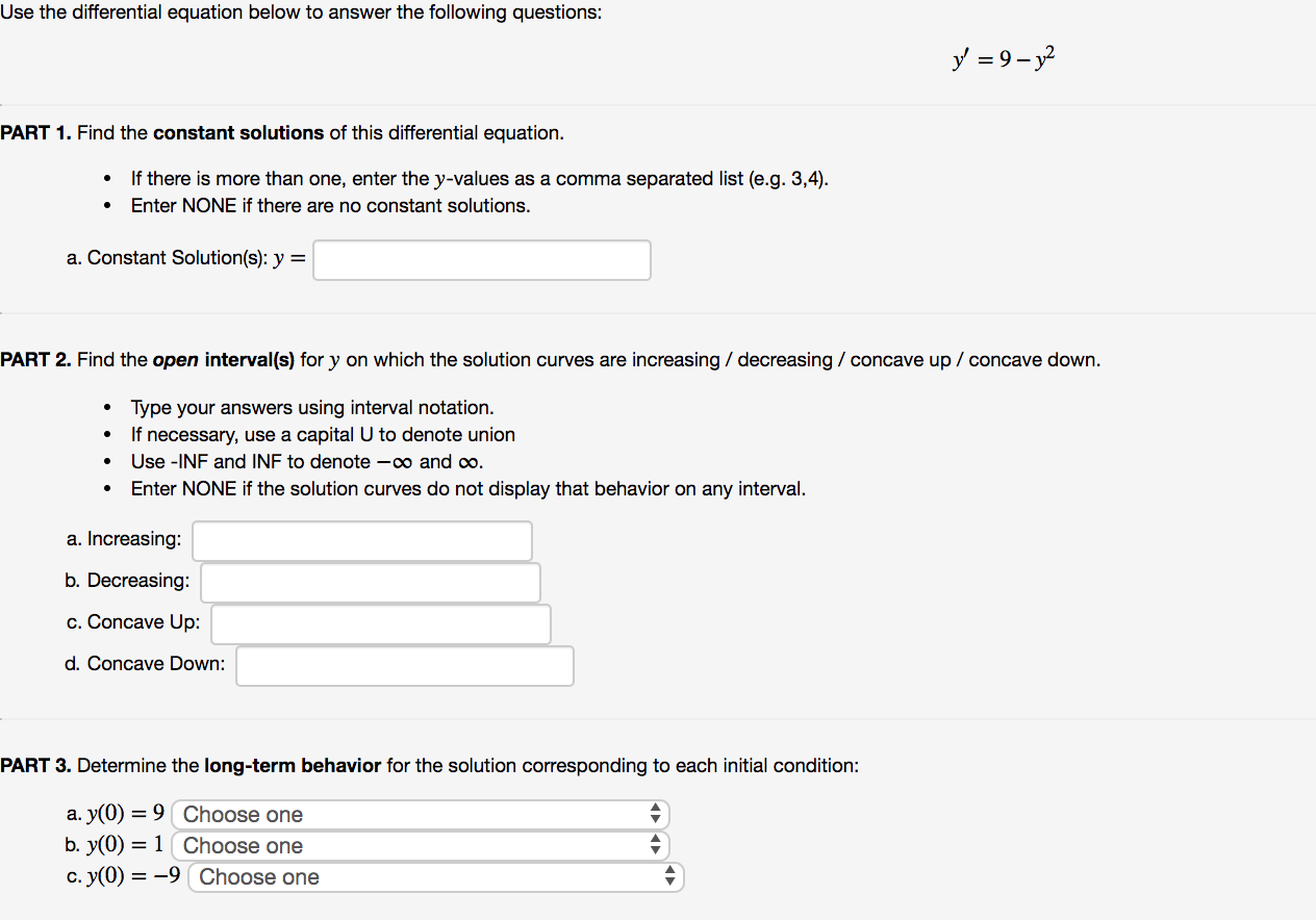 Solved Use the differential equation below to answer the | Chegg.com