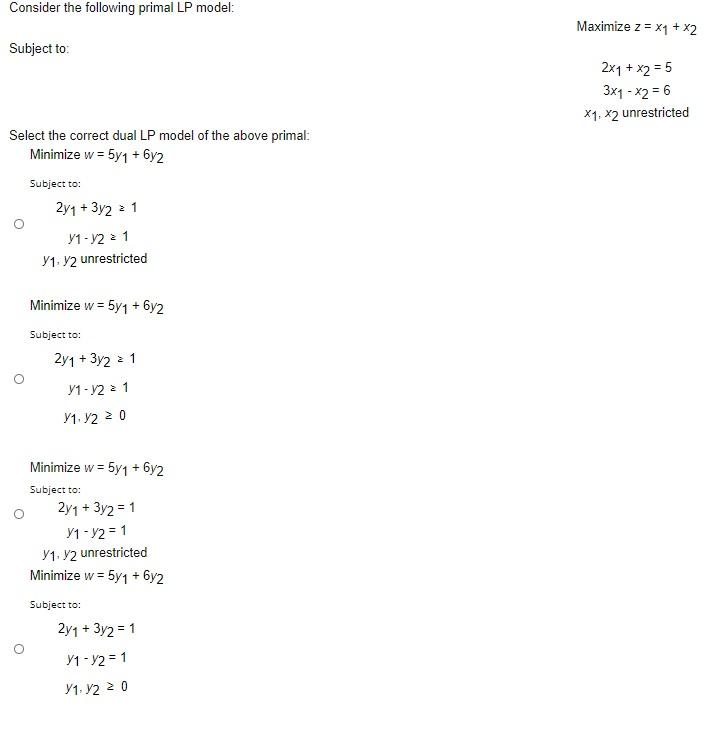 Solved Consider The Following Primal Lp Model Maximize Z