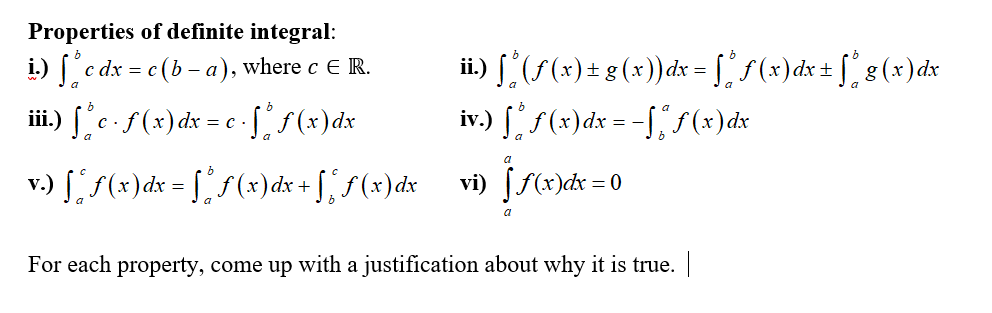 Solved Properties Of Definite Integral I C Dx C B Chegg Com