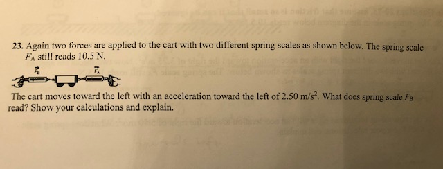 Solved 23. Again two forces are applied to the cart with two | Chegg.com