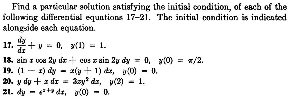 Solved Find a particular solution satisfying the initial | Chegg.com