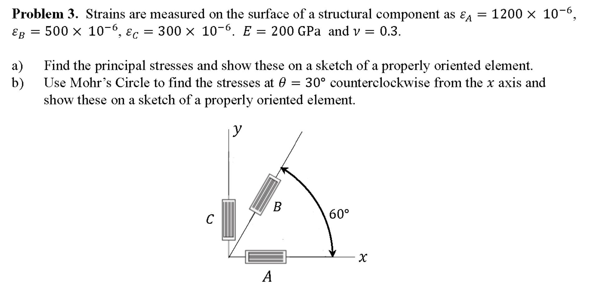 Solved Problem 3. Strains Are Measured On The Surface Of A | Chegg.com