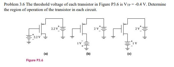 Solved Problem 3.6 The threshold voltage of each transistor | Chegg.com