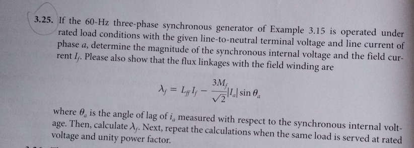 Solved example 3.15: A 60Hz three phase synchronous | Chegg.com